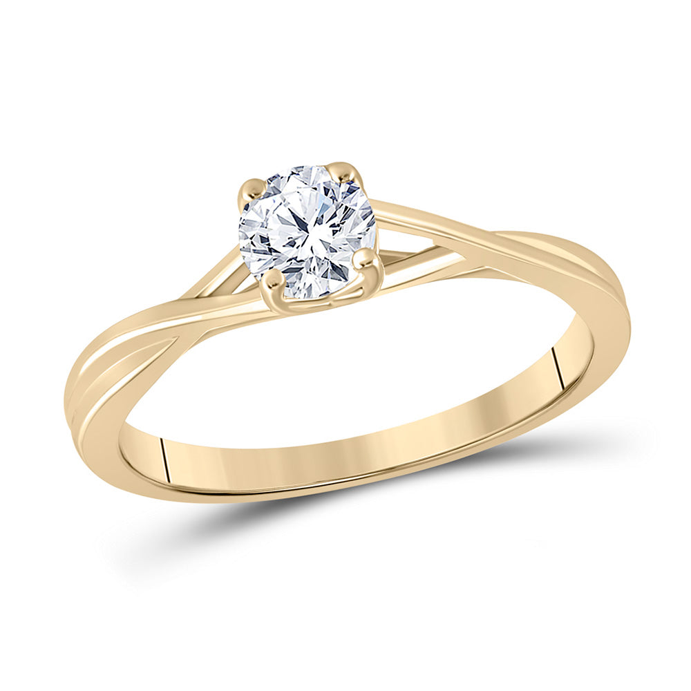 14K Yellow Or White Gold Womens Round Diamond Solitaire Bridal Wedding Engagement Ring 1/2 Cttw, Womens Size: 5-10