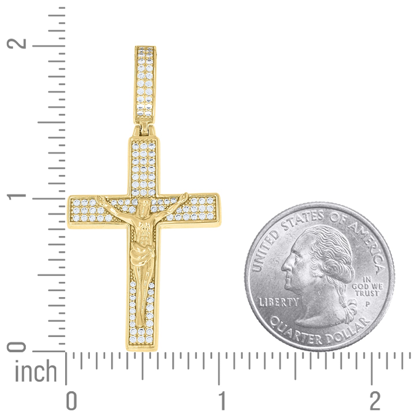 Sterling Silver Unisex Cubic-Zirconia Crucifix Cross Religious Charm Pendant – Elegant Jewelry Gift for Birthday, Anniversary, Engagement, Wedding