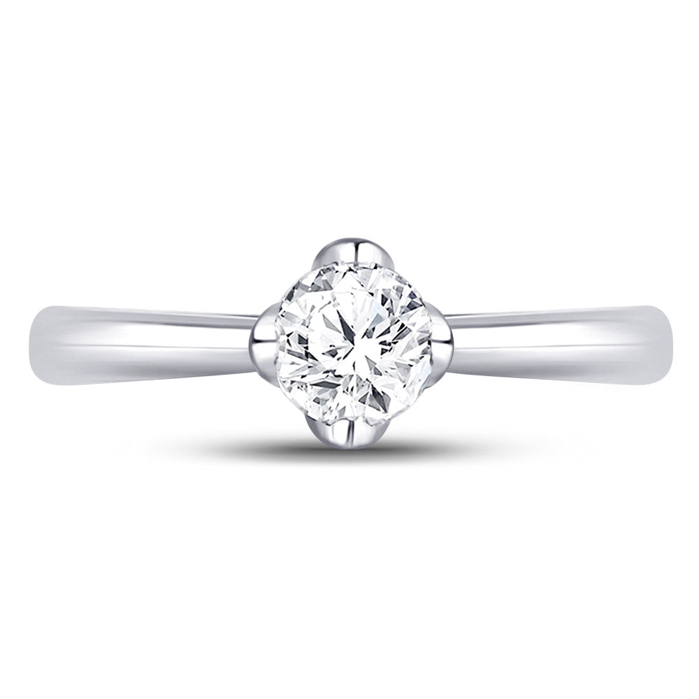 14K White Gold Womens Round Diamond Solitaire Bridal Wedding Engagement Ring 1/2 Cttw, Womens Size: 5-10
