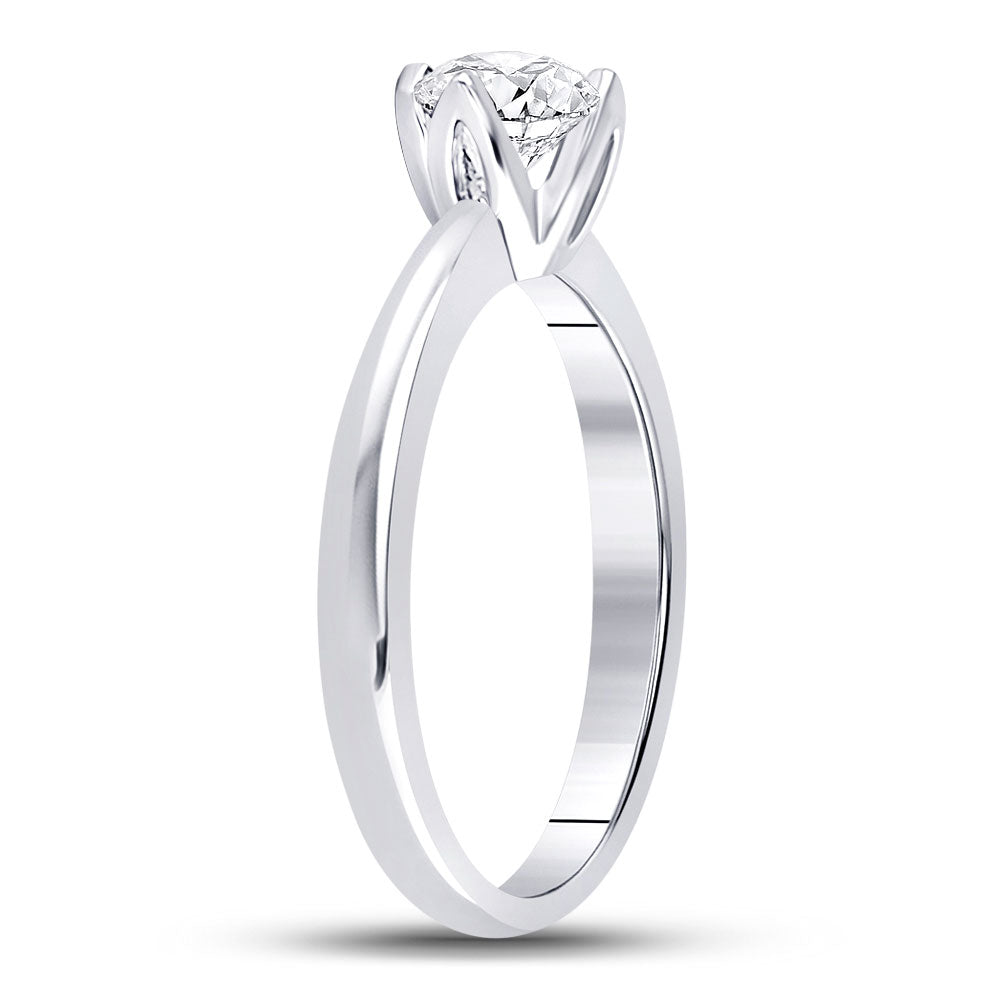 14K White Gold Womens Round Diamond Solitaire Bridal Wedding Engagement Ring 1/2 Cttw, Womens Size: 5-10