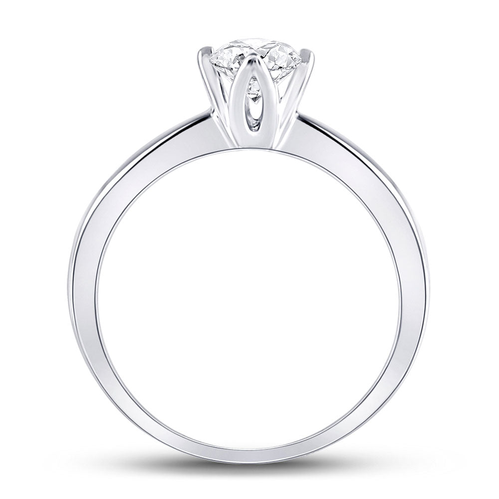 14K White Gold Womens Round Diamond Solitaire Bridal Wedding Engagement Ring 1/2 Cttw, Womens Size: 5-10