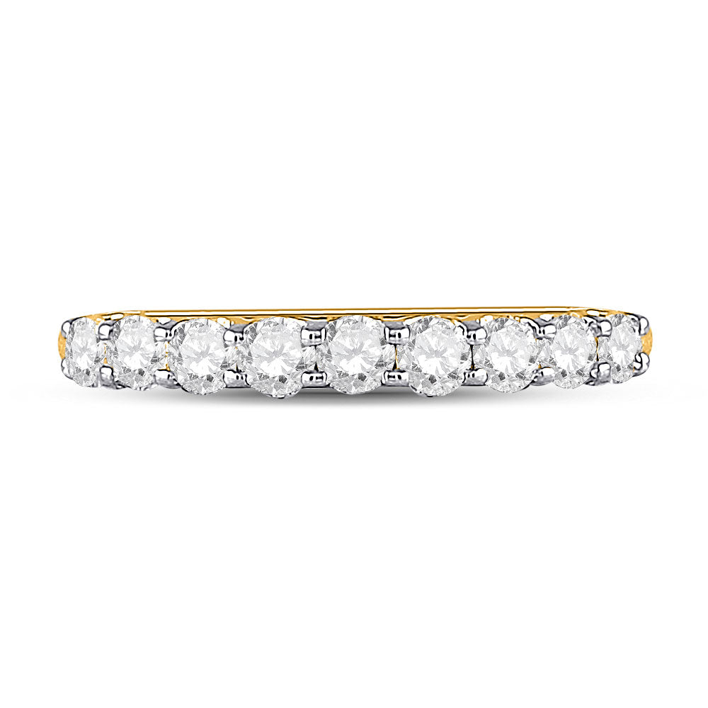 14K Yellow Gold Womens Round Diamond Single Row Band Ring 1/2 Cttw, Womens Size: 5-10