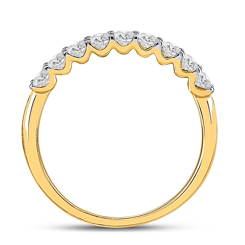 14K Yellow Gold Womens Round Diamond Single Row Band Ring 1/2 Cttw, Womens Size: 5-10