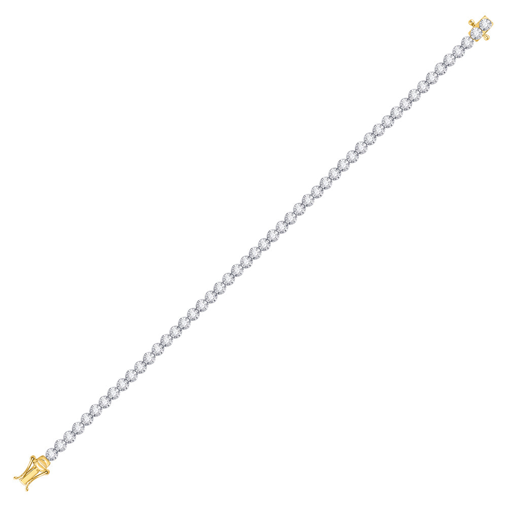 14K Yellow Gold Womens Round Diamond Classic Tennis Bracelet 2 Cttw