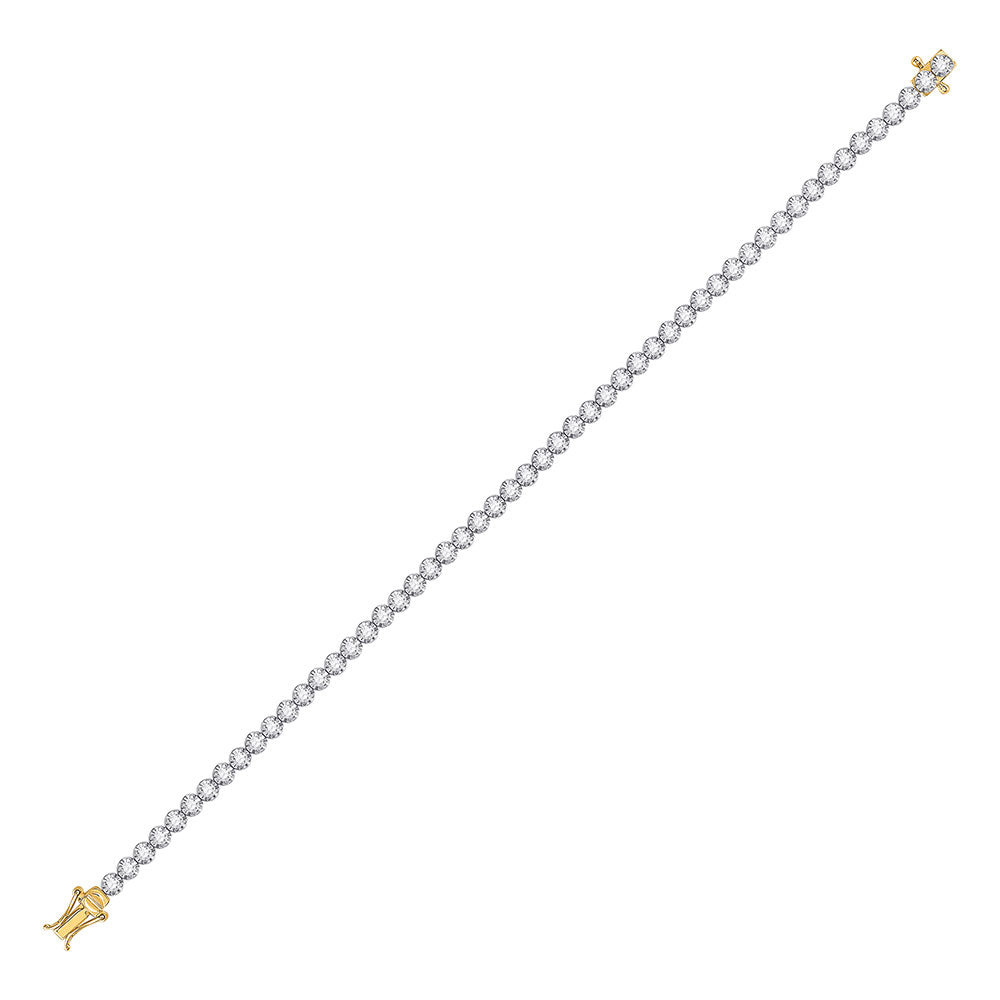 14K Yellow Gold Womens Round Diamond Studded Tennis Bracelet 1 Cttw