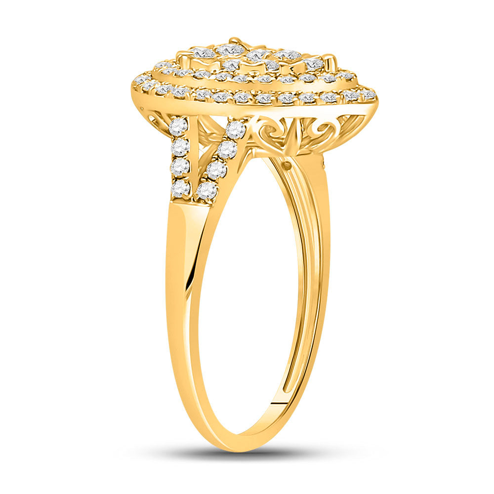 14K Yellow Gold Womens Round Diamond Teardrop Ring 1 Cttw, Womens Size: 5-10