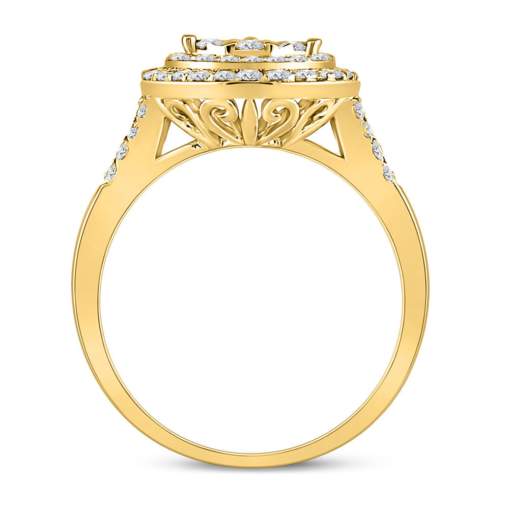 14K Yellow Gold Womens Round Diamond Teardrop Ring 1 Cttw, Womens Size: 5-10