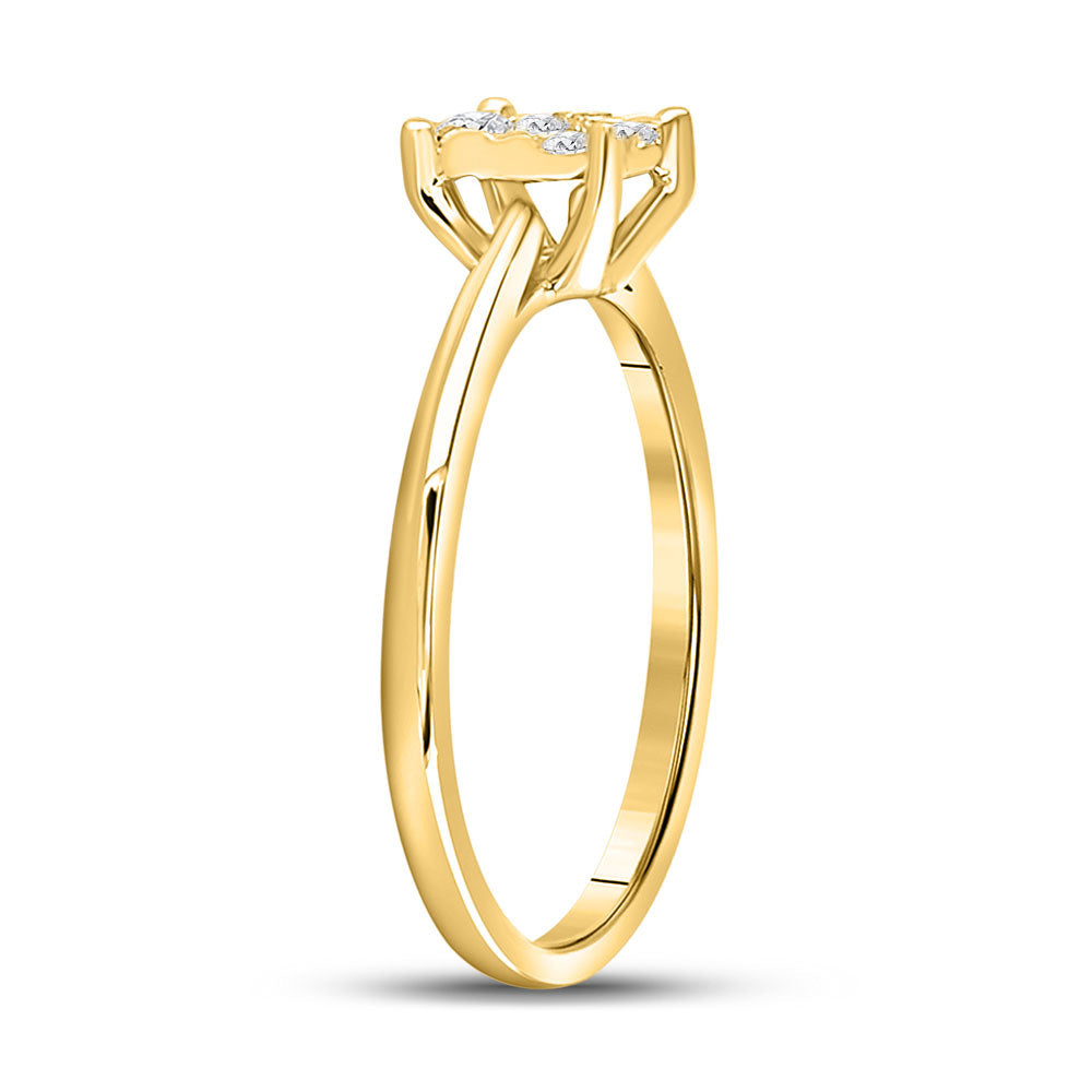 10K Yellow Gold Womens Round Diamond Cluster Ring 1/4 Cttw, Womens Size: 5-10