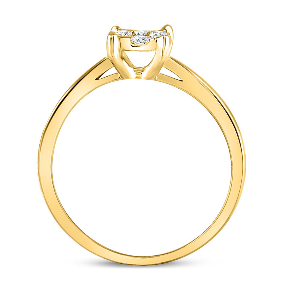 10K Yellow Gold Womens Round Diamond Cluster Ring 1/4 Cttw, Womens Size: 5-10