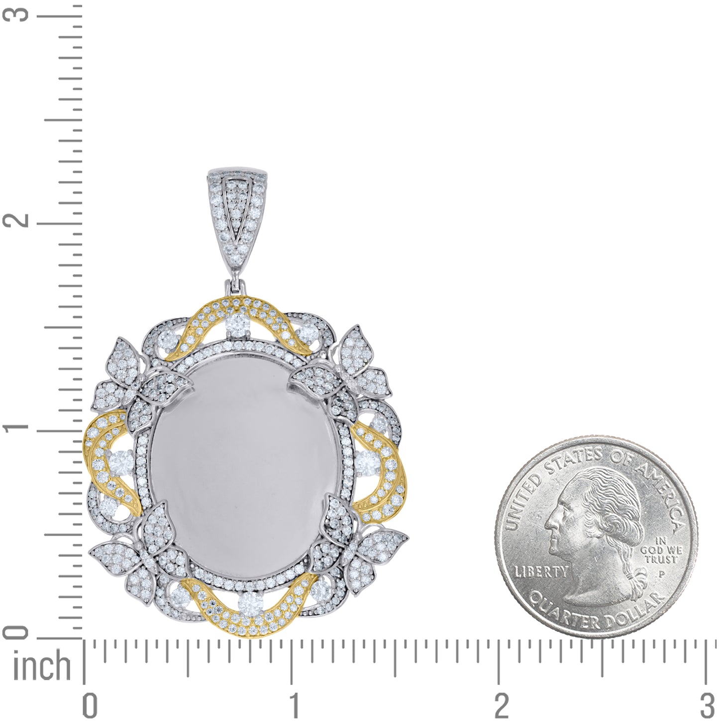 Sterling Silver Womens Moissanite Floral Border Oval Photo Frame Pendant – Elegant Jewelry Gift for Birthday, Anniversary, Engagement, Wedding