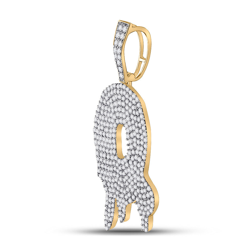 10K Yellow Gold Mens Round Diamond Hamsa Charm Pendant 7/8 Cttw, Length: 1.08 In