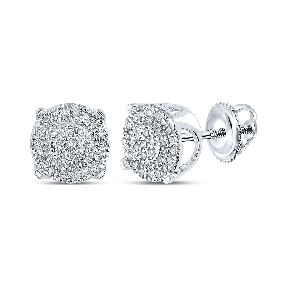 10K White Or Yellow Gold Womens Round Diamond Cluster Earrings