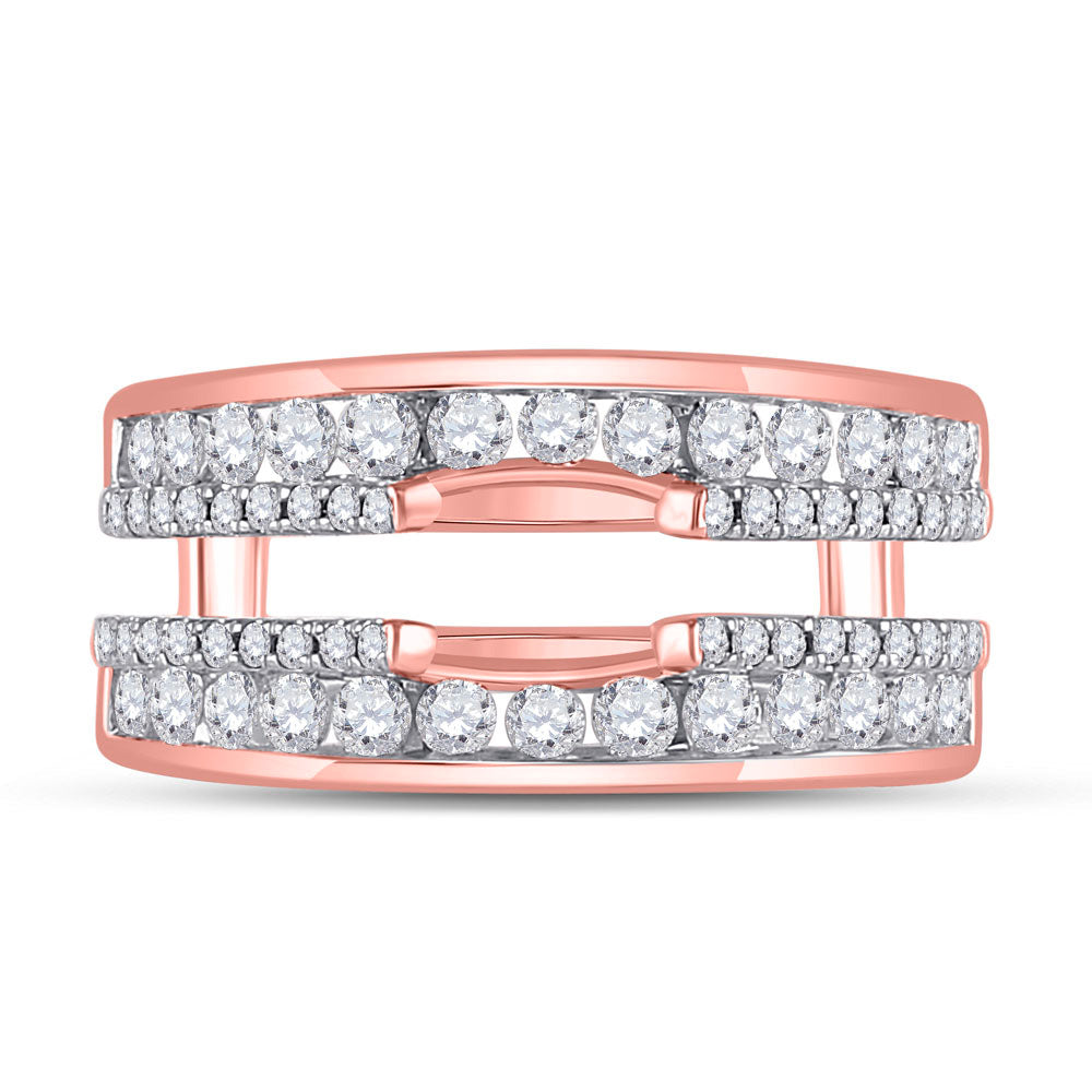 14K Rose Gold Womens Round Diamond Wrap Ring Guard Enhancer 1 Cttw, Womens Size: 5-10
