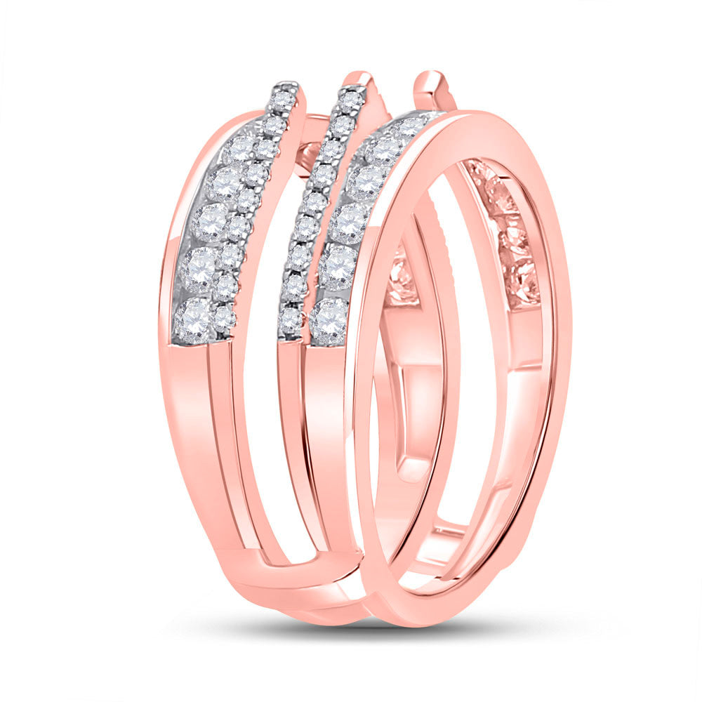 14K Rose Gold Womens Round Diamond Wrap Ring Guard Enhancer 1 Cttw, Womens Size: 5-10