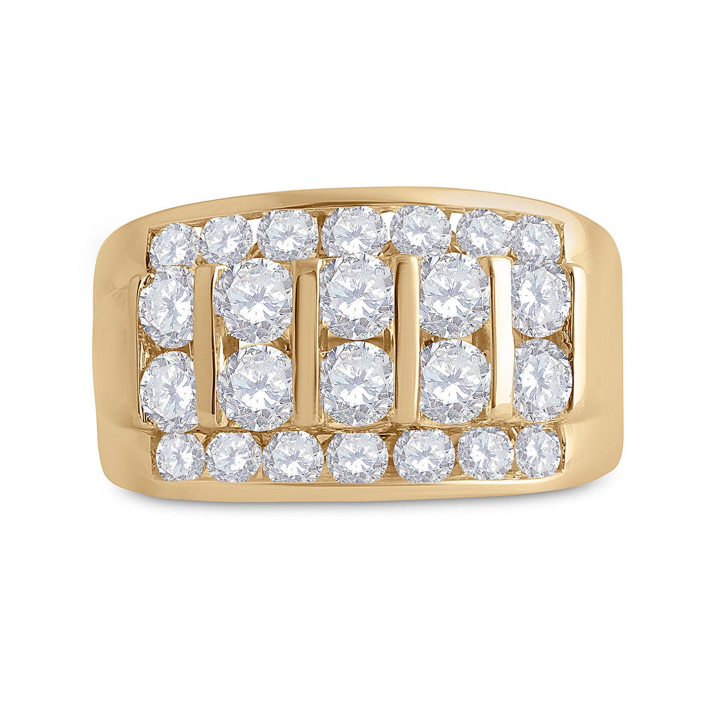 14K Yellow Or White Gold Mens Round Diamond Channel-Set Band Ring 3 Cttw, Mens Size: 7-13