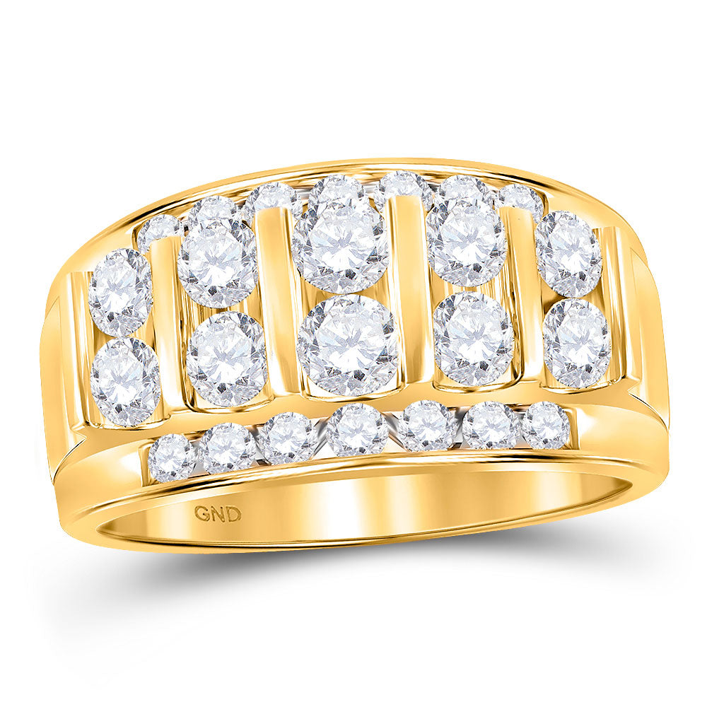 14K Yellow Or White Gold Mens Round Diamond Channel-Set Band Ring 3 Cttw, Mens Size: 7-13