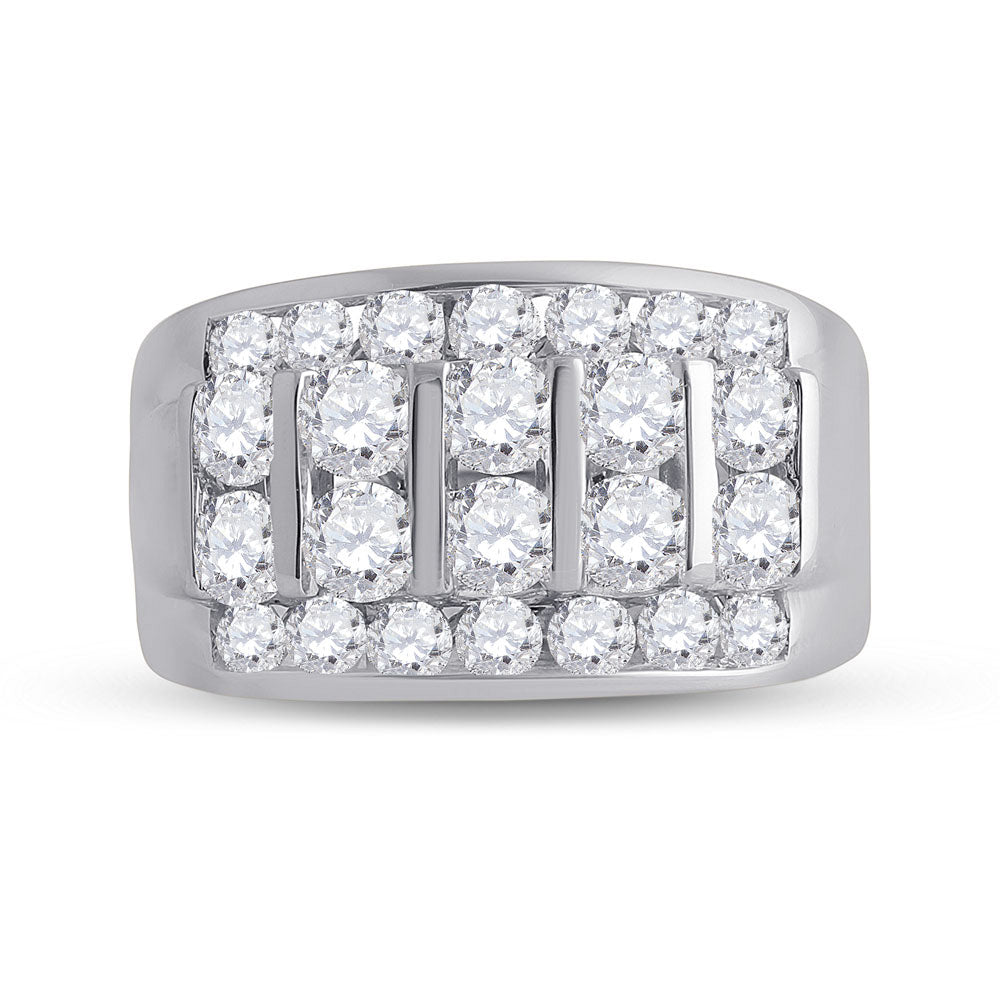 14K Yellow Or White Gold Mens Round Diamond Channel-Set Band Ring 3 Cttw, Mens Size: 7-13