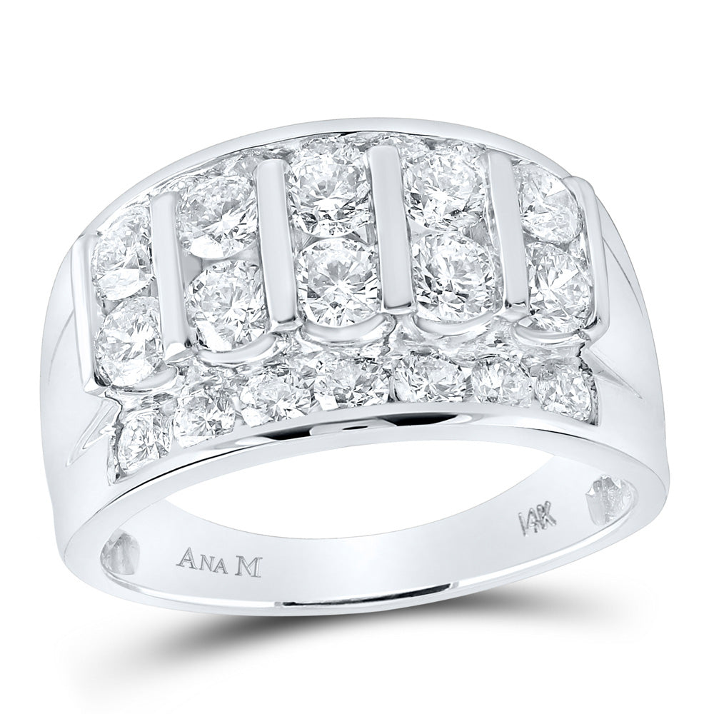 14K Yellow Or White Gold Mens Round Diamond Channel-Set Band Ring 3 Cttw, Mens Size: 7-13