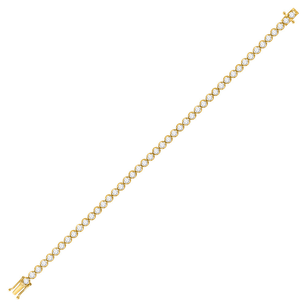 14K Yellow Gold Womens Round Diamond Classic Tennis Bracelet 4 Cttw