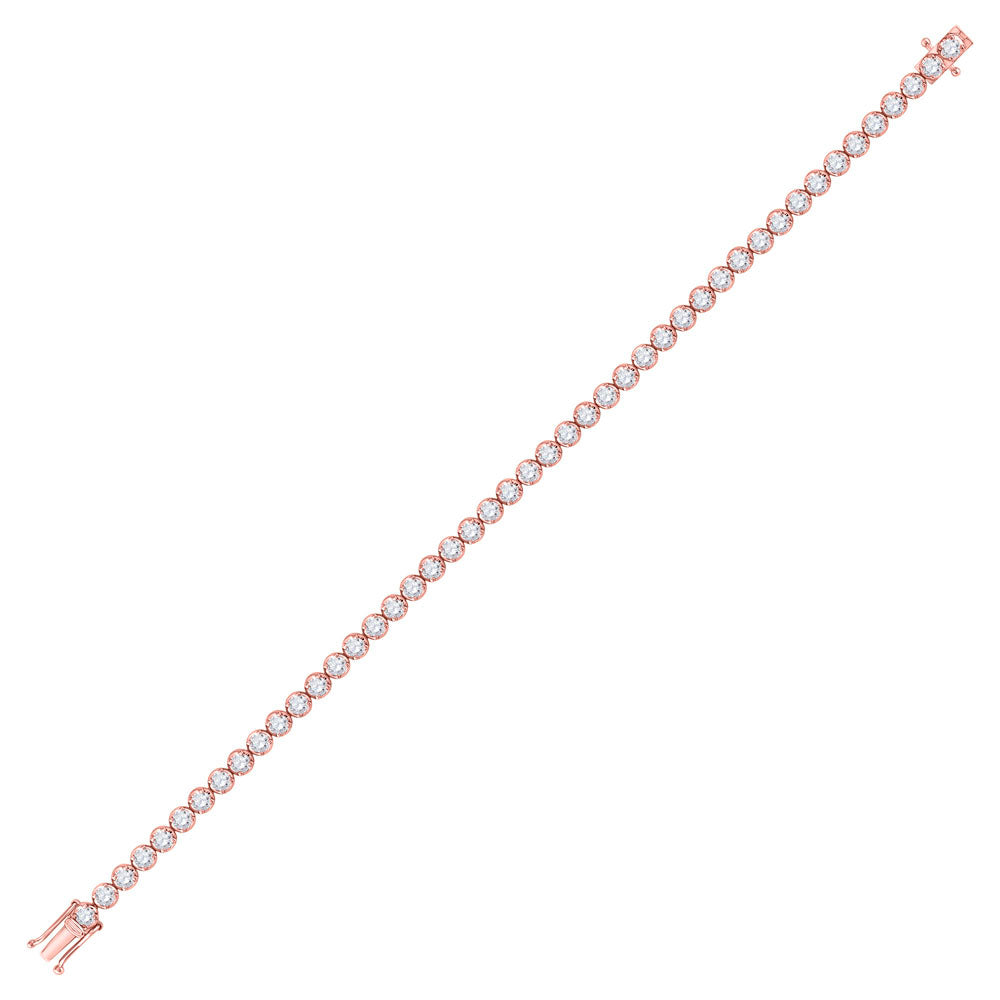 14K Rose Gold Womens Round Diamond Tennis Bracelet 4 Cttw