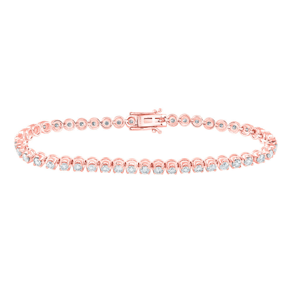 14K Rose Gold Womens Round Diamond Tennis Bracelet 4 Cttw