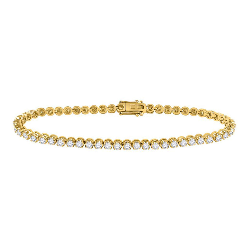 14K Rose Or Yellow Gold Womens Round Diamond Classic Tennis Bracelet