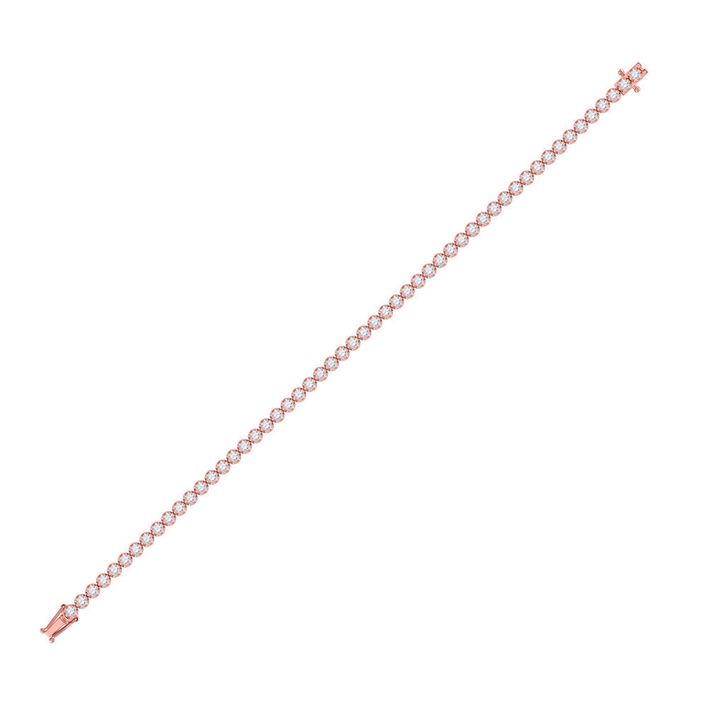14K Rose Or Yellow Gold Womens Round Diamond Classic Tennis Bracelet