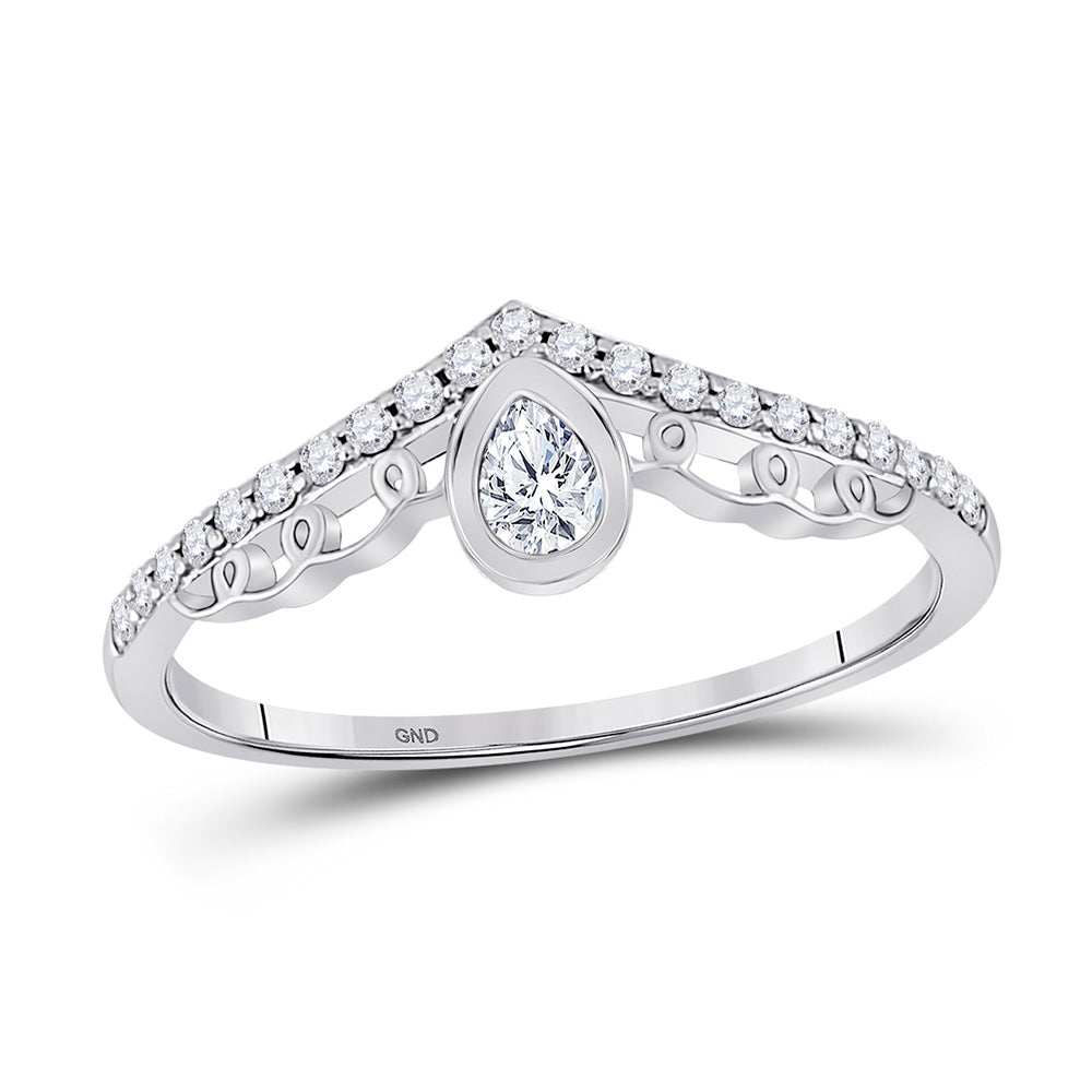 10K Rose Or White Gold Womens Pear Diamond Chevron Band Ring 1/3 Cttw, Womens Size: 5-10