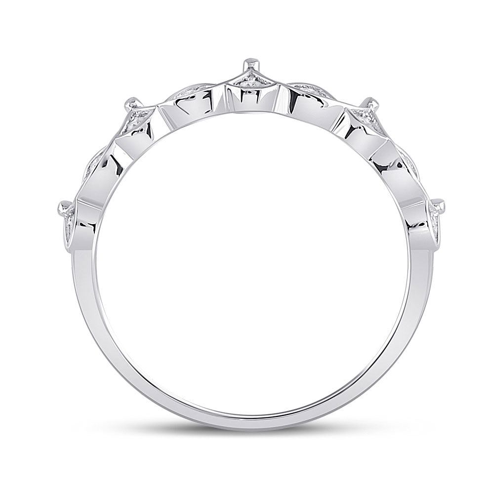 10K Yellow Or White Or Rose Gold Womens Round Diamond Crown Stackable Band Ring , Womens Size: 5-10