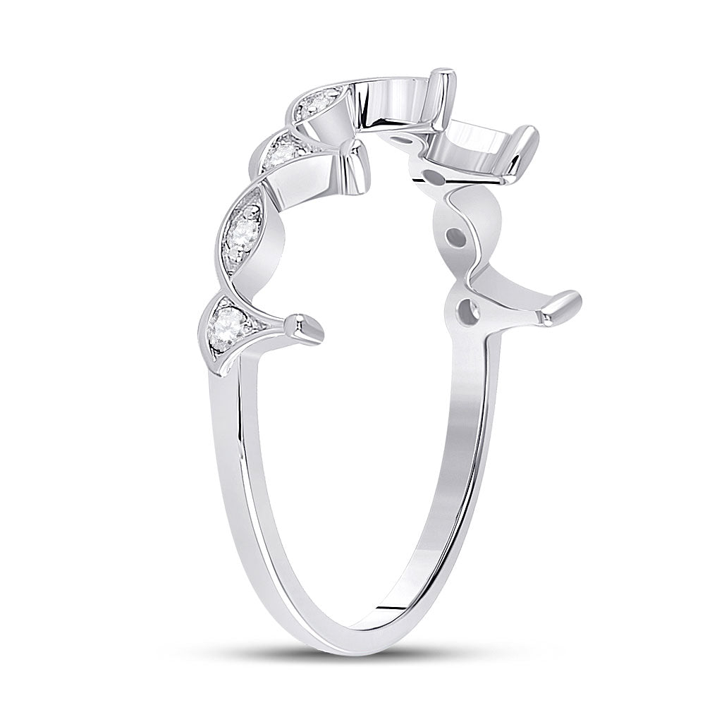 10K Yellow Or White Or Rose Gold Womens Round Diamond Crown Stackable Band Ring , Womens Size: 5-10