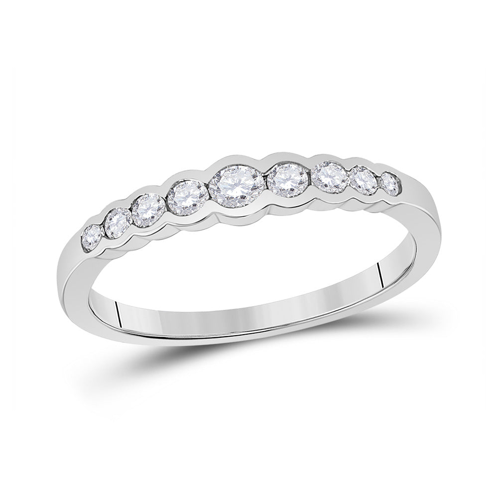 10K White Gold Womens Round Diamond Stackable Band Ring 1/3 Cttw, Womens Size: 5-10