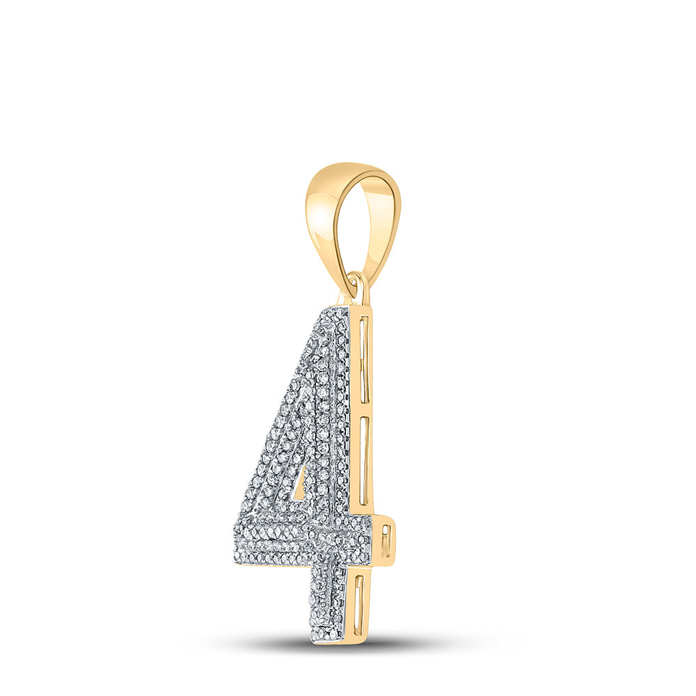 10K Yellow Gold Mens Round Diamond Number Charm Pendant