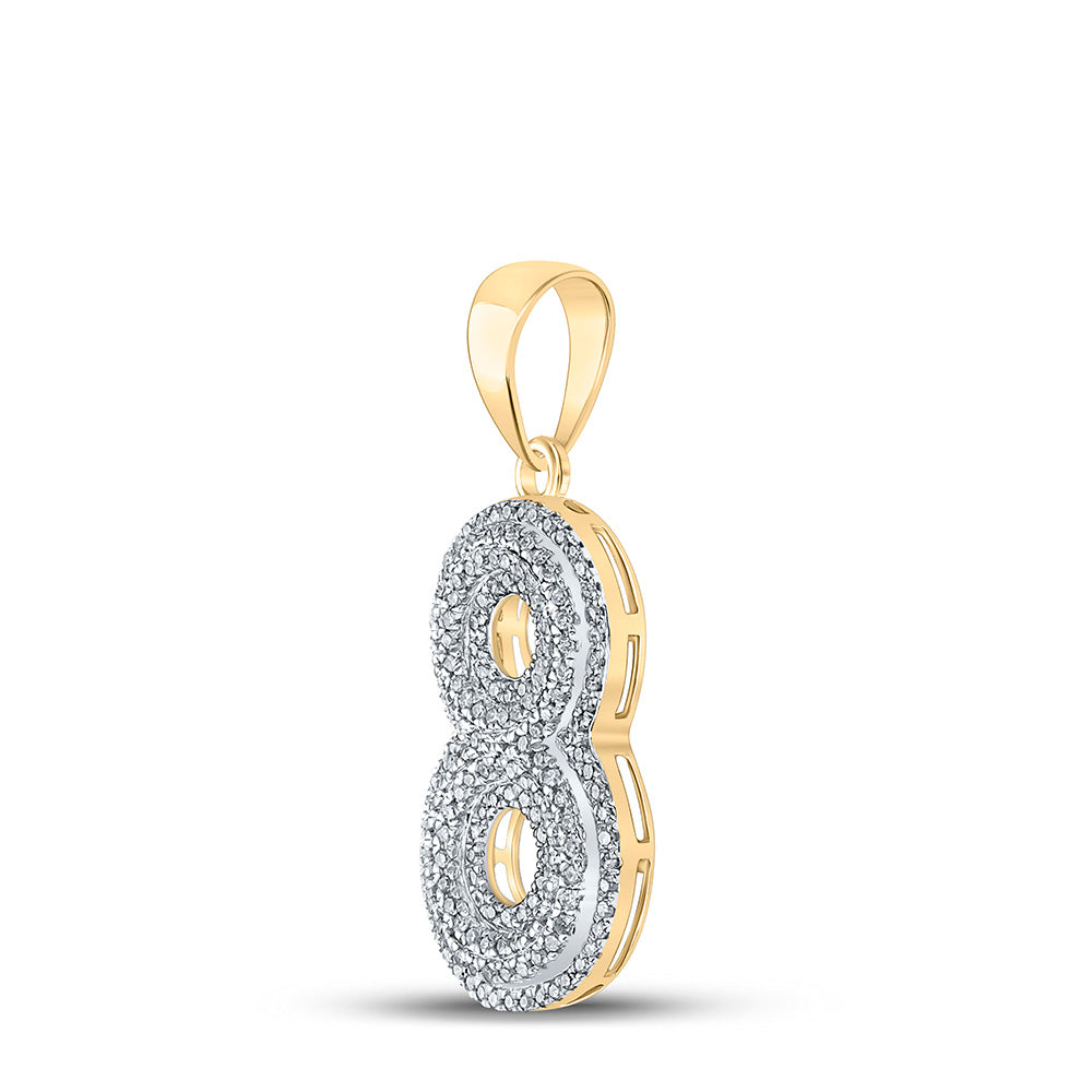10K Yellow Gold Mens Round Diamond Number Charm Pendant