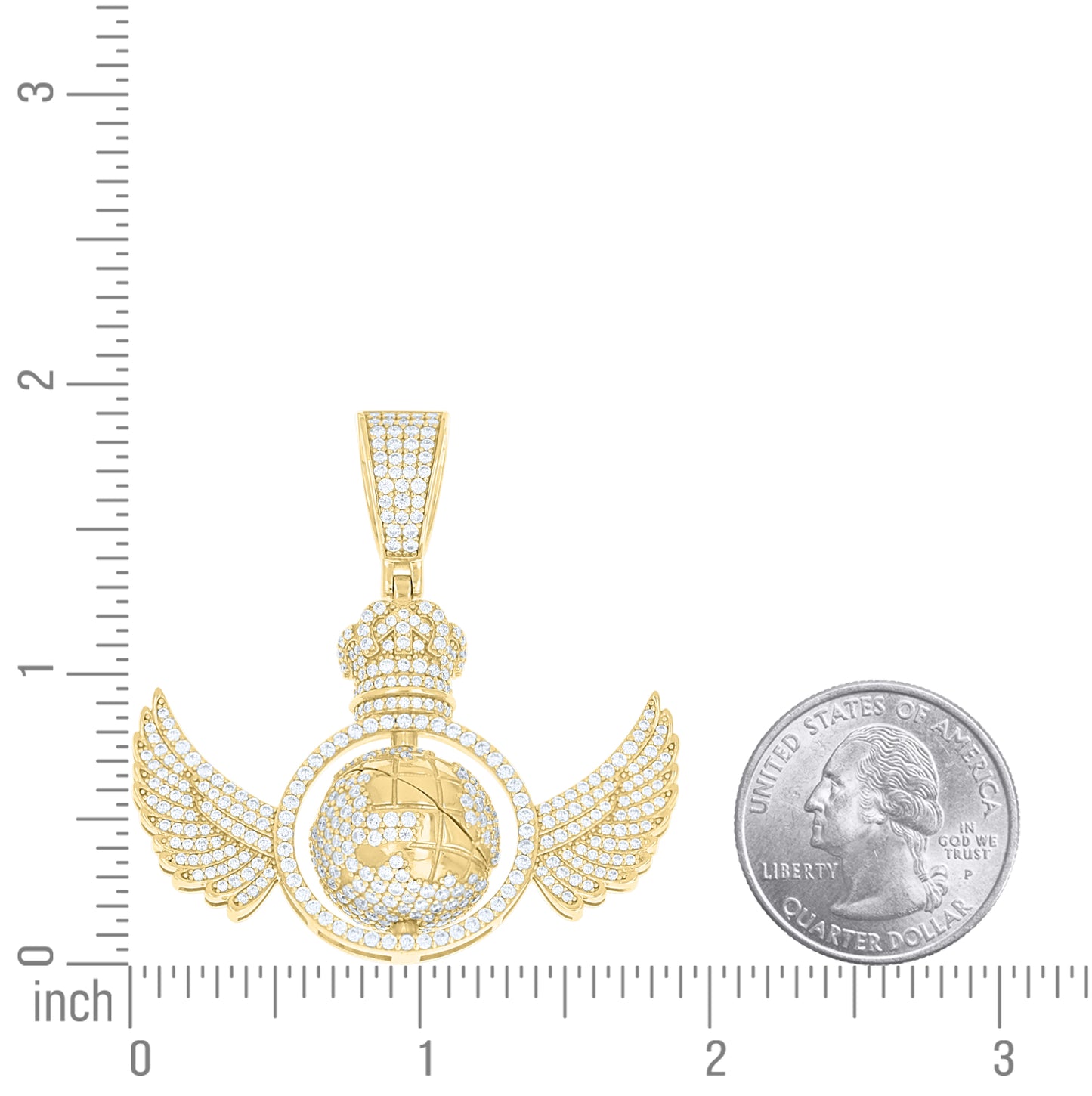 Sterling Silver Mens Moissanite Rotating Globe Wing Charm Pendant – Elegant Jewelry Gift for Birthday, Anniversary, Engagement, Wedding