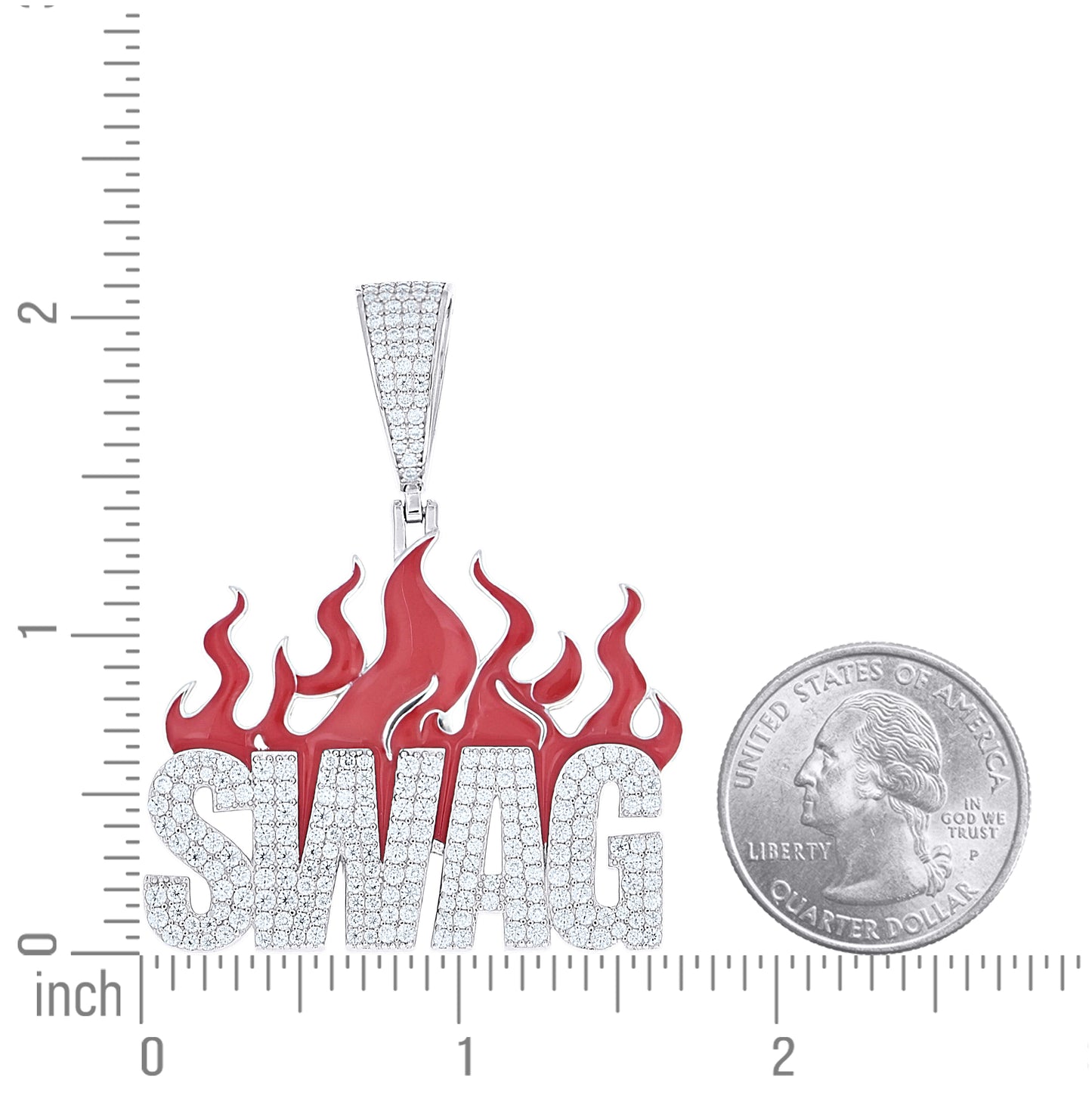 Sterling Silver Mens Moissanite Enameled Fire SWAG Pendant – Elegant Jewelry Gift for Birthday, Anniversary, Engagement, Wedding