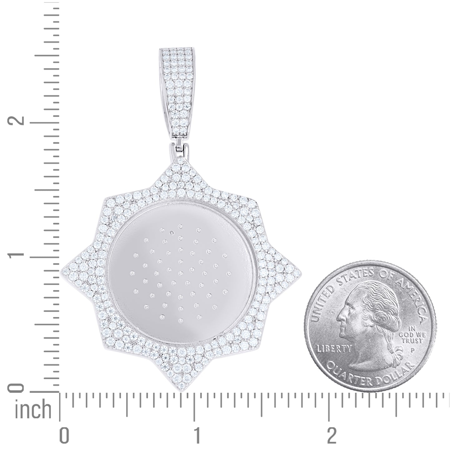 Sterling Silver Mens Moissanite Starburst Photo Frame Pendant – Elegant Jewelry Gift for Birthday, Anniversary, Engagement, Wedding
