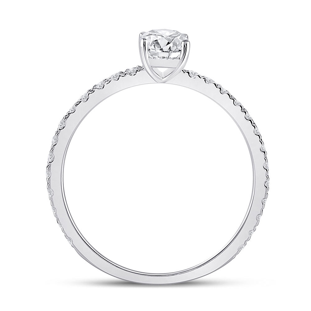 14K White Gold Emerald Diamond Solitaire Bridal Wedding Engagement Ring 1 Cttw, Womens Size: 5-10