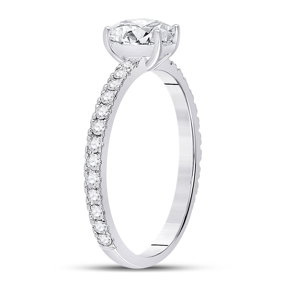 14K White Gold Emerald Diamond Solitaire Bridal Wedding Engagement Ring 1 Cttw, Womens Size: 5-10