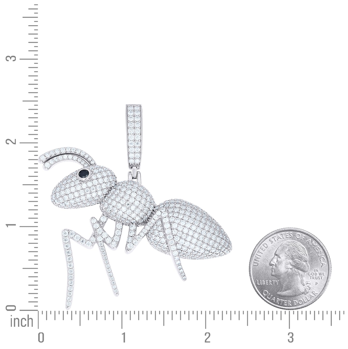 Sterling Silver Mens Black White Moissanite Ant Wildlife Pendant – Elegant Jewelry Gift for Birthday, Anniversary, Engagement, Wedding