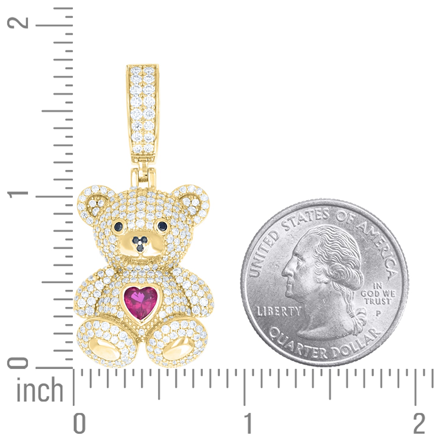 Sterling Silver Womens Black Purple White Heart Round Moissanite Teddy Bear Fashion Pendant – Elegant Jewelry Gift for Birthday, Anniversary, Engagement, Wedding