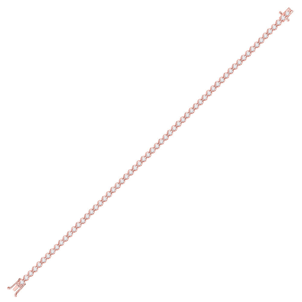 10K Yellow Or Rose Gold Womens Round Diamond Studded Tennis Bracelet