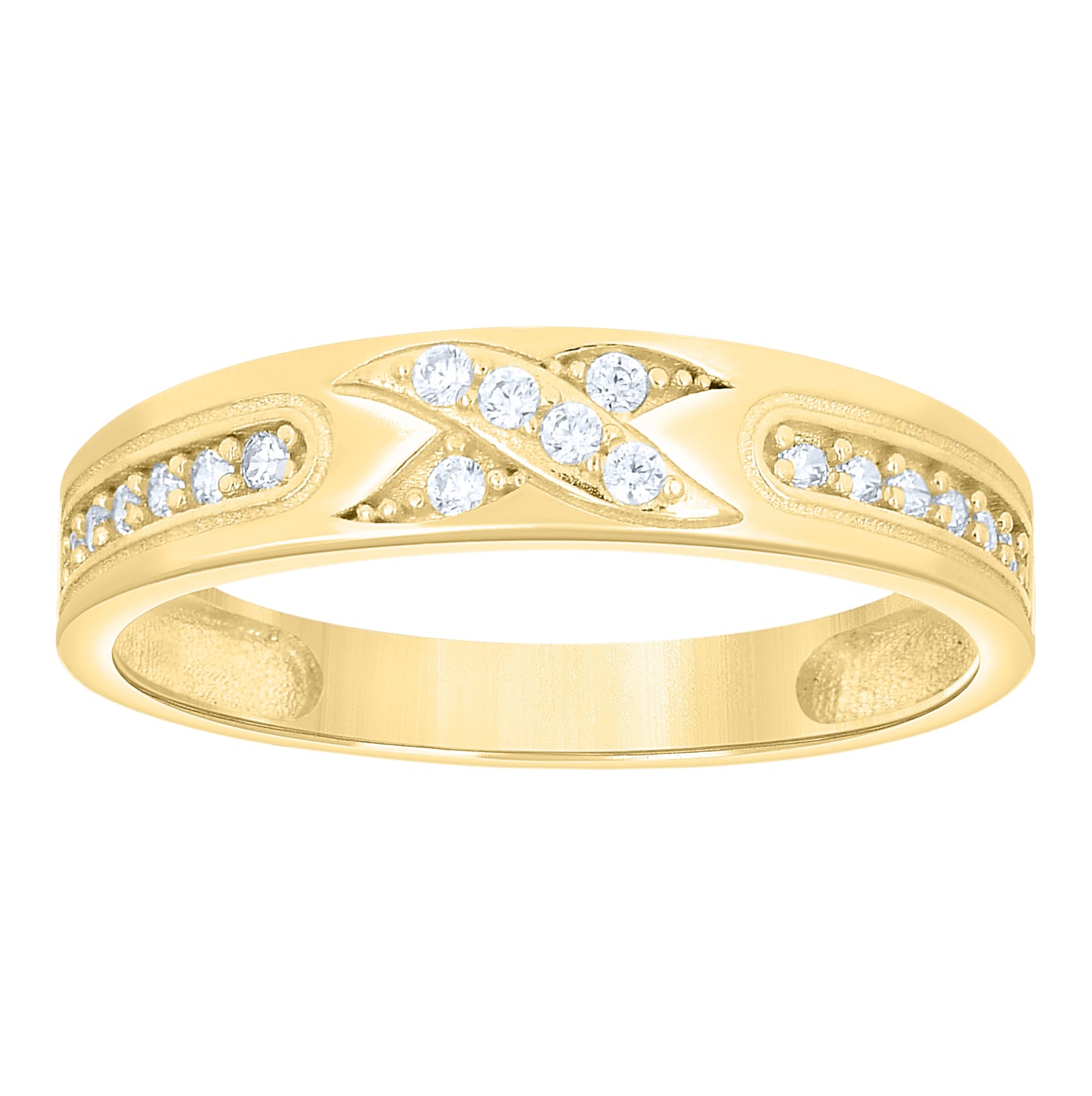 14kt Yellow Gold His & Hers Cubic-Zirconia Trio Ring Set, Women's Size 7 & Men's Size 10 – Elegant Jewelry Gift for Birthday, Anniversary, Engagement, Wedding