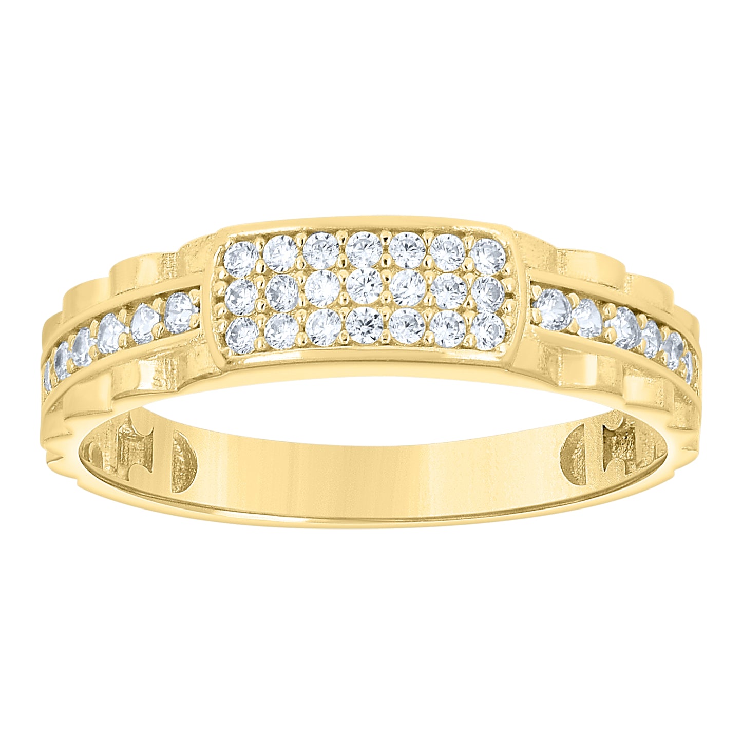14kt Yellow Gold His & Hers Cubic-Zirconia Trio Ring Set, Women's Size 7 & Men's Size 10 – Elegant Jewelry Gift for Birthday, Anniversary, Engagement, Wedding