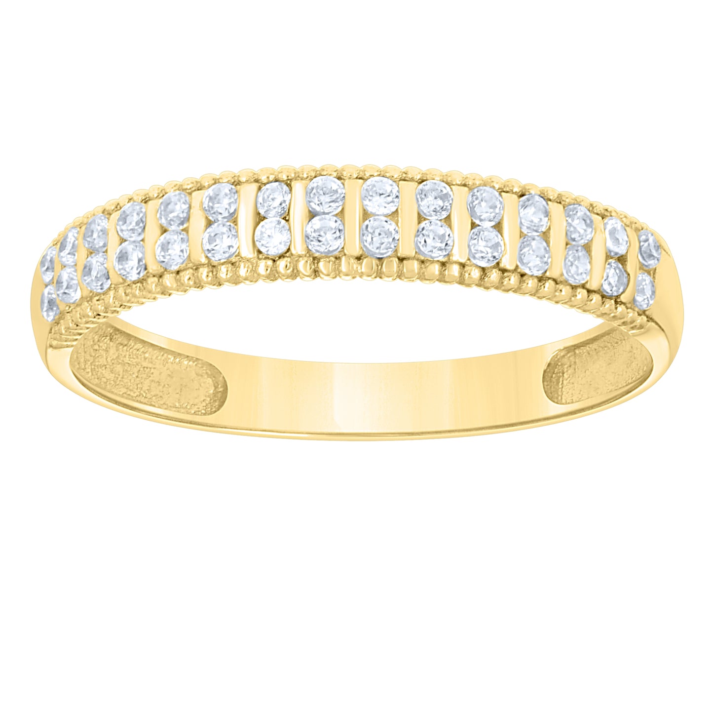 14kt Yellow Gold His & Hers Cubic-Zirconia Trio Ring Set, Women's Size 7 & Men's Size 10 – Elegant Jewelry Gift for Birthday, Anniversary, Engagement, Wedding