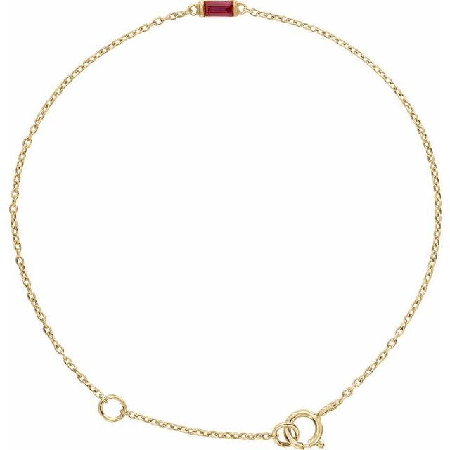 14K Yellow Or Rose Gold Or Sterling Silver 4 X 2 Mm Polished Natural Gemstone Staright Baguette 6 1/2-7 1/2 In Bracelet