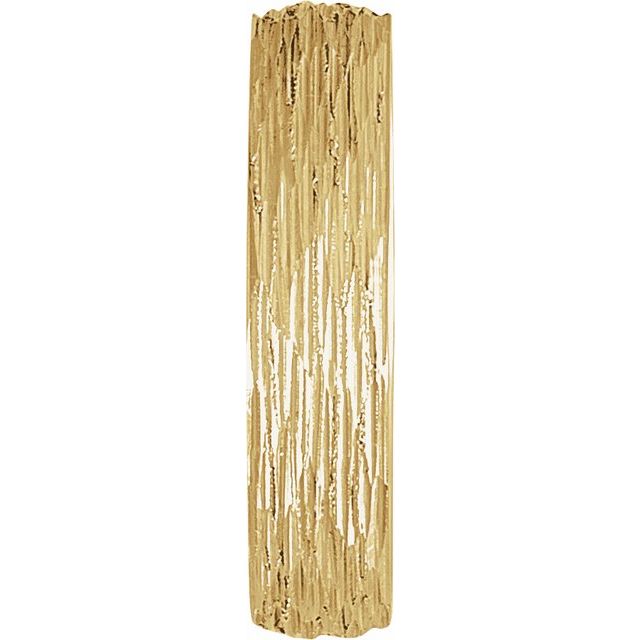 10K Yellow Gold Polished Bark-Style Comfort-Fit Band With Bead Blast Finish