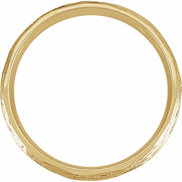 10K Yellow Gold Polished Bark-Style Comfort-Fit Band With Bead Blast Finish