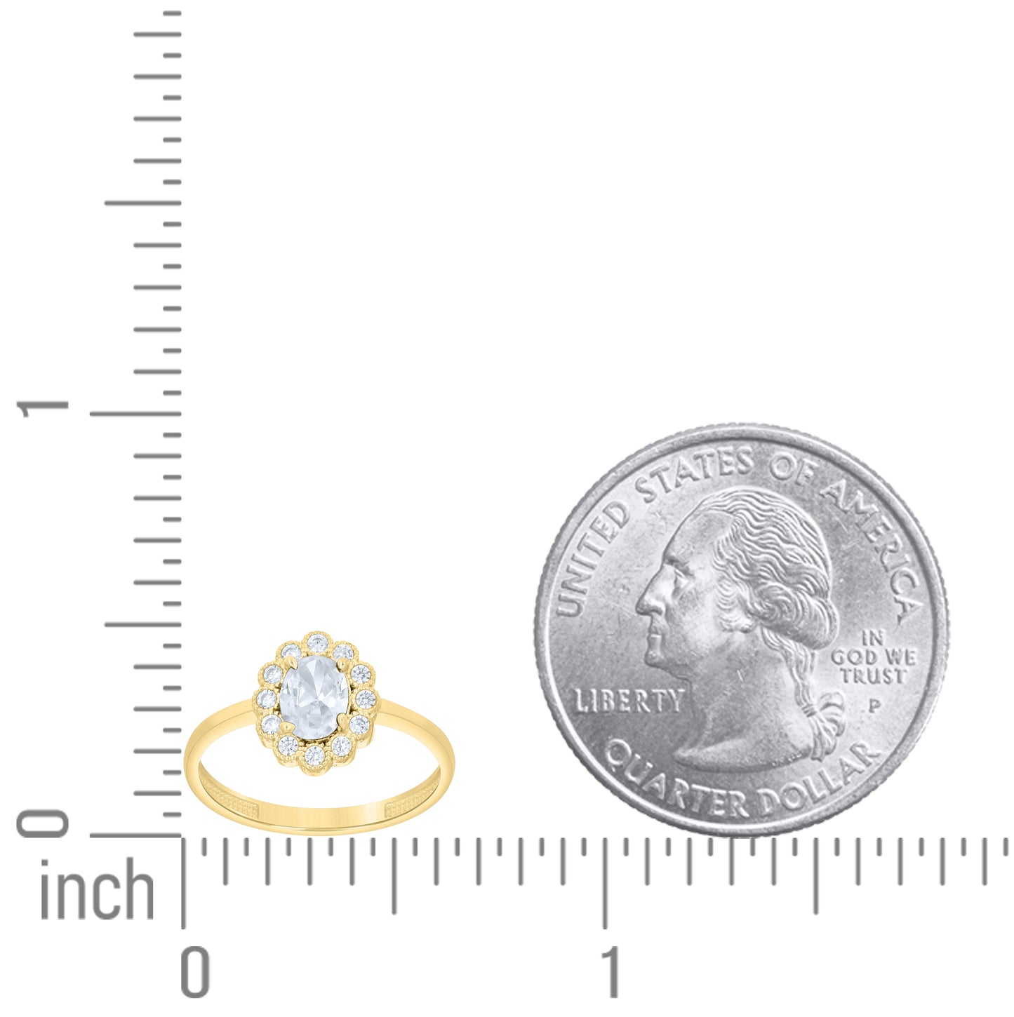14kt Yellow Gold Womens Round Oval White Blue Cubic-Zirconia Flower Fashion Ring– Elegant Jewelry Gift for Birthday, Anniversary, Engagement, Wedding