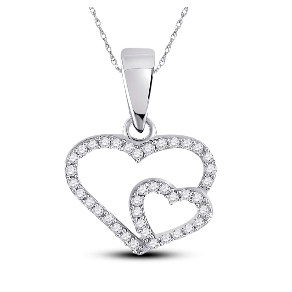 10K White Or Rose Gold Womens Round Diamond Sideways Heart Pendant