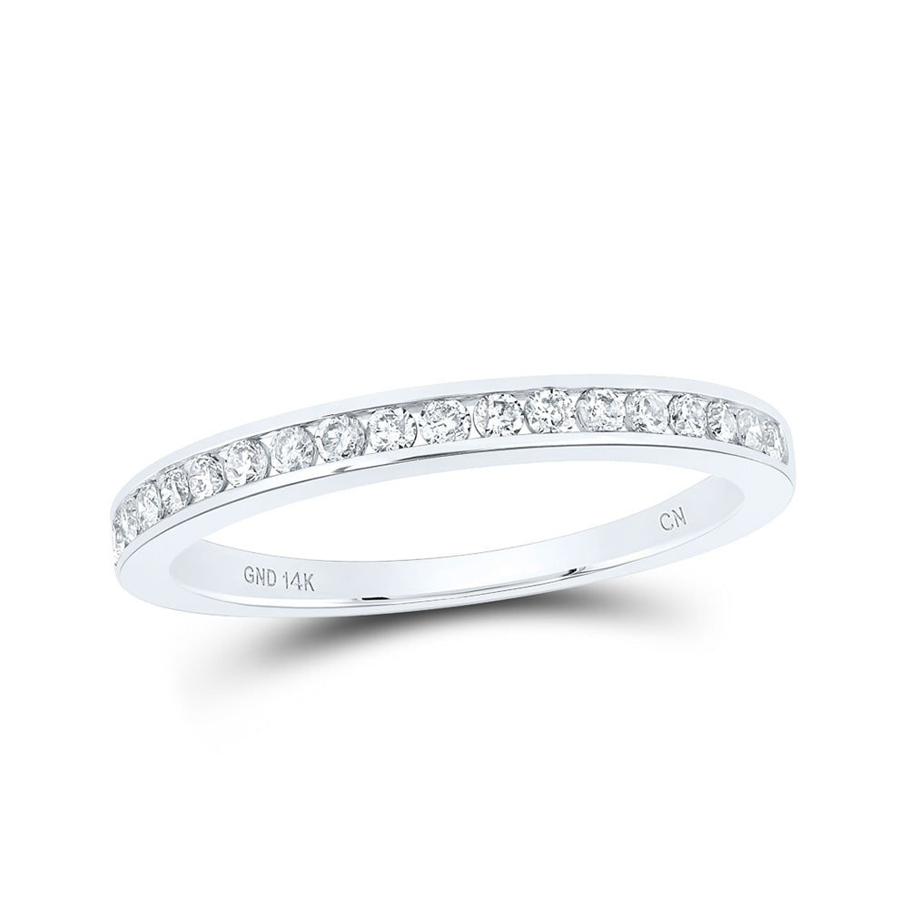 14K White Gold Womens Round Diamond Wedding Single Row Band 1/4 Cttw, Womens Size: 5-10